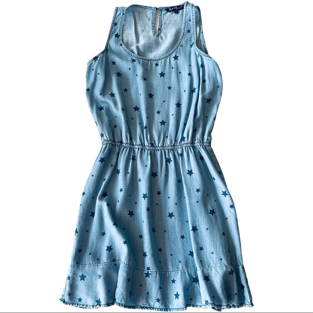 VELVET HEART Ligyweight Denim Sleevless Summer Dress With Stars Size Small 